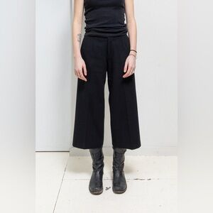 Yohji Yamamoto Femme Wool Military Green Cropped Wide Leg Pants Womens Size 4